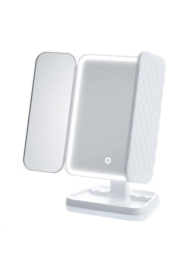 Miss Sweet Miss Sweet Lighted Tri-fold Makeup Mirror Vanity Mirror with 1X/2X/3X Magnification (Pure White)  - Image 2