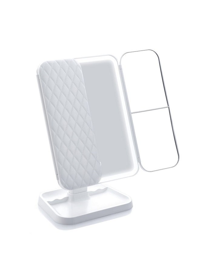 Miss Sweet Miss Sweet Lighted Tri-fold Makeup Mirror Vanity Mirror with 1X/2X/3X Magnification (Pure White)  - Image 1