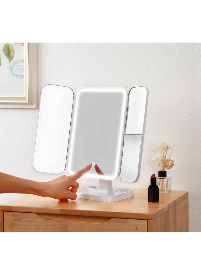 Miss Sweet Miss Sweet Lighted Tri-fold Makeup Mirror Vanity Mirror with 1X/2X/3X Magnification (Pure White)  - Image 4