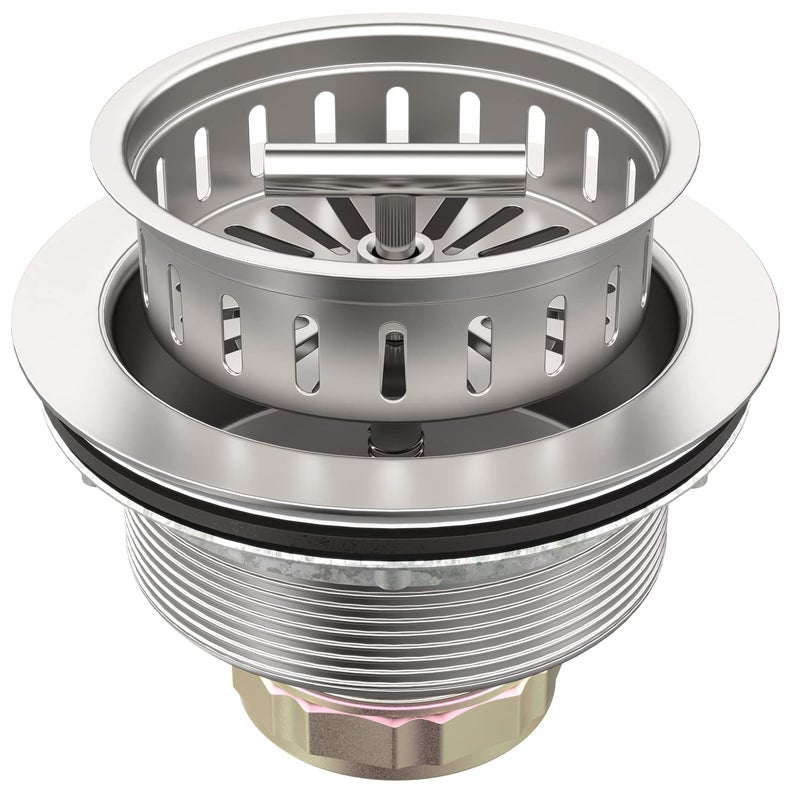BOTEMY B9171 Kitchen Sink Drain 3 12 Inch Kitchen Sink Drain Strainer Assmebly Kit Stainless Steel Sink Strainer BasketDrain Stopper for 35 Standard American Drain Hole Polished
