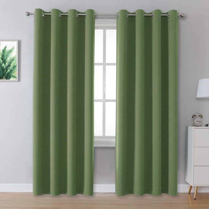 SAGE GREEN ROOM DARKENING CURTAINS 84 INCHES LONG FOR BEDROOM AND LIVING ROOM 2 PANELS PAIR SET THERMAL INSULATED BLACKOUT CURTAINS WITH GROMMET 52 X 84 INCH LENGTH