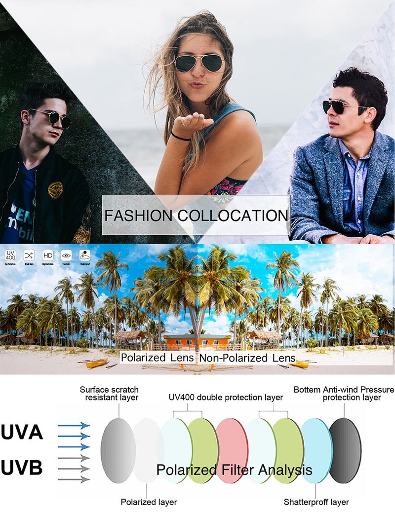 The Fresh Classic Metal Frame Polarized Lens Aviator Sunglasses with Gift Box (12-Gold, PINK) - Image 5