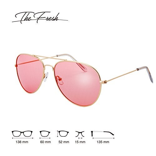 The Fresh Classic Metal Frame Polarized Lens Aviator Sunglasses with Gift Box (12-Gold, PINK) - Image 4