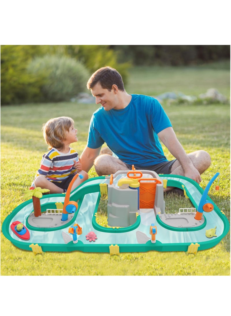 XiuWoo Water Table for Toddlers, 82Pcs Outdoor Water Park Playset, Water Table Sand Pit Beach Toys Outdoor Table Activity Sand Water Toys Summer Beach Toys Backyard Garden Toy for 3 4 5 6 Years Old  - Image 3