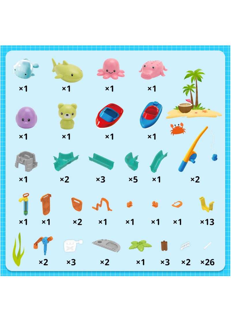 XiuWoo Water Table for Toddlers, 82Pcs Outdoor Water Park Playset, Water Table Sand Pit Beach Toys Outdoor Table Activity Sand Water Toys Summer Beach Toys Backyard Garden Toy for 3 4 5 6 Years Old  - Image 4