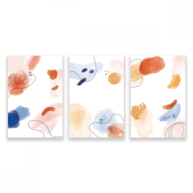 ماركتنا ثلاث لوحات قماشية مودرن بتصميم رسم تجريدي مع برواز مجوف مقاس (90×40) ثلاث قطع - Image 1