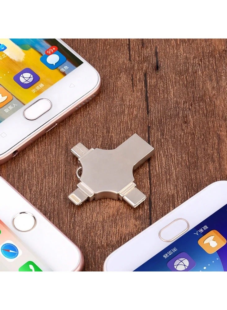 بيتشو محرك أقراص فلاش يو إس بي 4 في 1، سعة 128 جيجابايت، فضي - Image 5