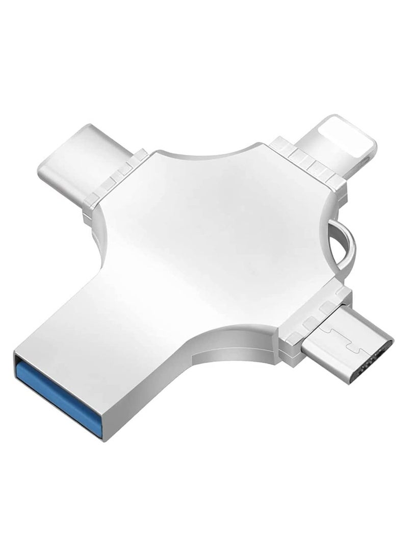 بيتشو محرك أقراص فلاش يو إس بي 4 في 1، سعة 128 جيجابايت، فضي - Image 2