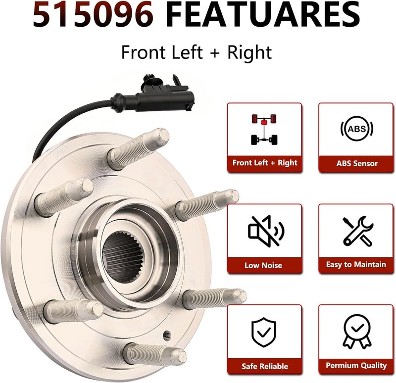 JLEO Front Wheel Hub Bearing Assembly 4WD 6-Lugs 515096 for Chevy Tahoe, Silverado, Avalanche, Suburban, Cadillac Escalade, GMC Yukon - Image 5