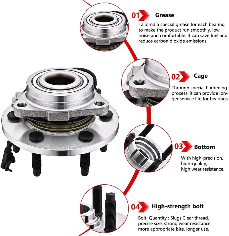 JLEO Front Wheel Hub Bearing Assembly 4WD 6-Lugs 515096 for Chevy Tahoe, Silverado, Avalanche, Suburban, Cadillac Escalade, GMC Yukon - Image 4