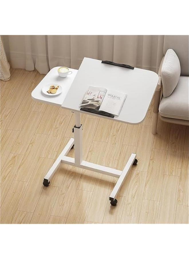 HOOKOR Lifting and Rotating Laptop Desk for Home and Office, Movable Bedside Table with Rollers, Adjustable Computer Stand, with 4 Wheels Sofa Side Table, Coffee Table 60 * 40 (White)  - Image 2