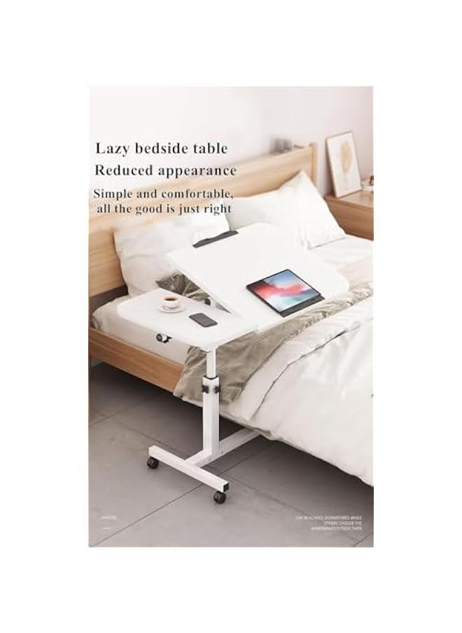 HOOKOR Lifting and Rotating Laptop Desk for Home and Office, Movable Bedside Table with Rollers, Adjustable Computer Stand, with 4 Wheels Sofa Side Table, Coffee Table 60 * 40 (White)  - Image 3