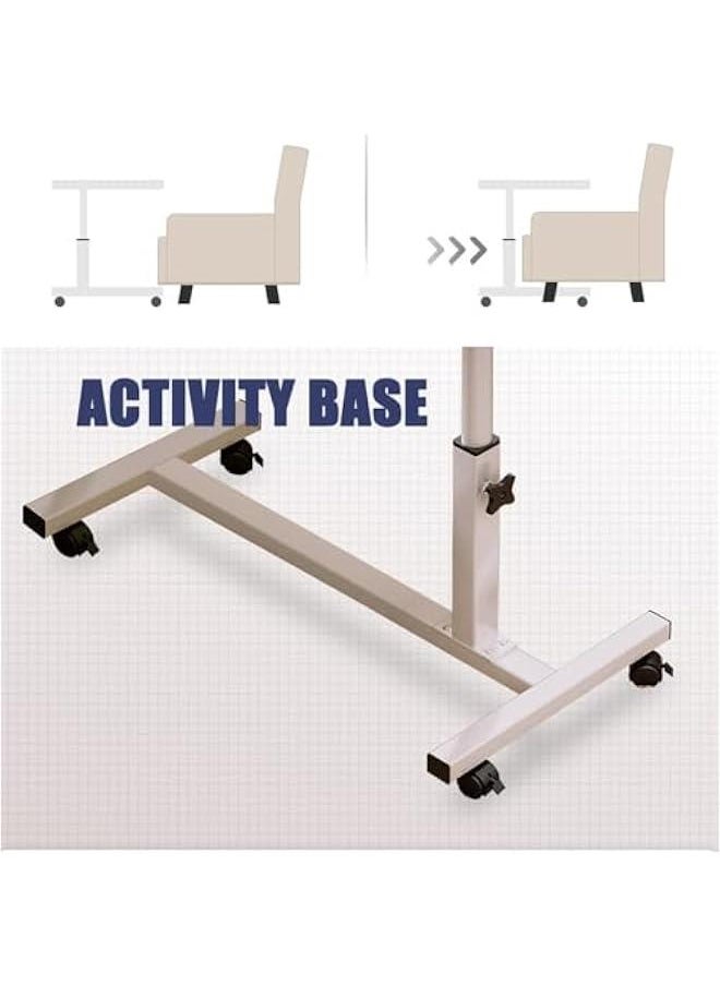 HOOKOR Lifting and Rotating Laptop Desk for Home and Office, Movable Bedside Table with Rollers, Adjustable Computer Stand, with 4 Wheels Sofa Side Table, Coffee Table 60 * 40 (White)  - Image 4