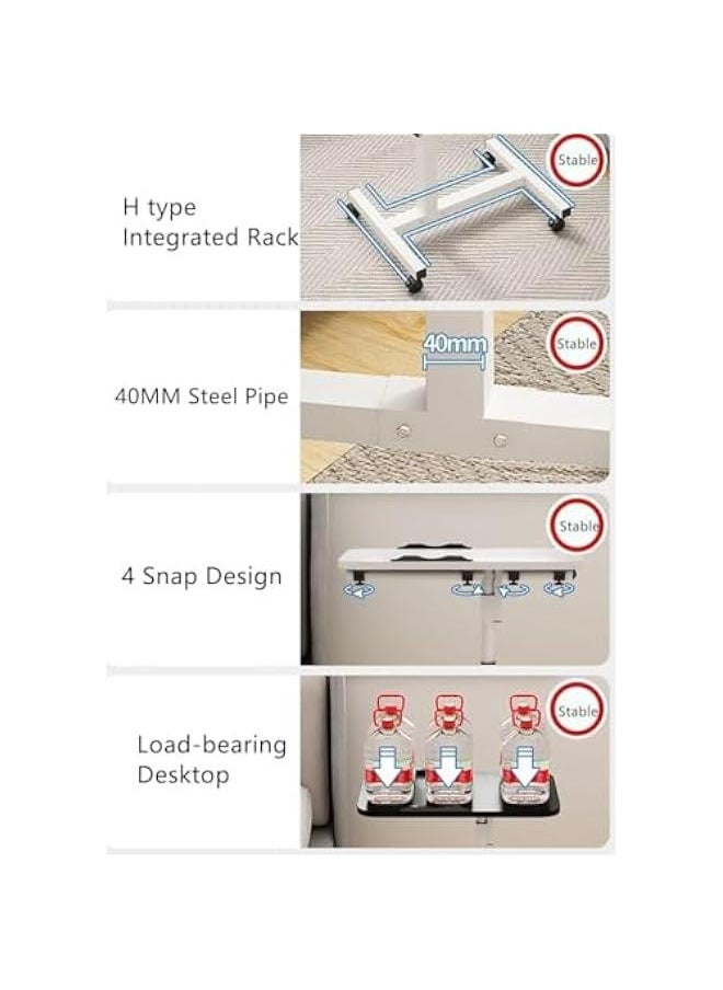 HOOKOR Lifting and Rotating Laptop Desk for Home and Office, Movable Bedside Table with Rollers, Adjustable Computer Stand, with 4 Wheels Sofa Side Table, Coffee Table 60 * 40 (White)  - Image 5
