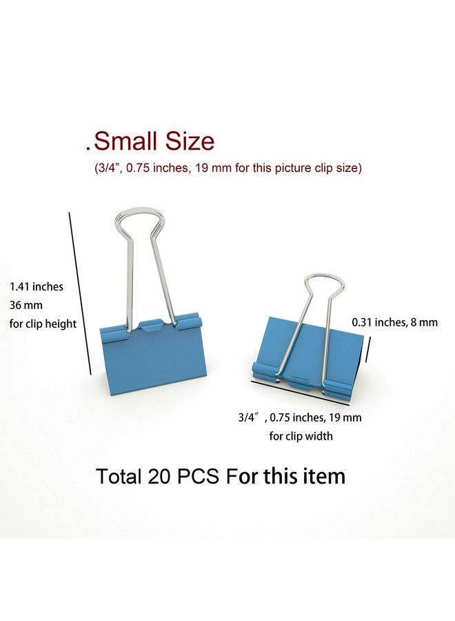 nctinystore Binder Clips Small Metal Clamp 0.75 Inch 19 Mm (Blue 20Pcs) - Image 3
