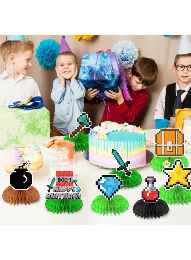Pixel Game Honeycomb Table Centerpieces 8Pcs, Boys Gaming Themed Table Toppers, Kids Birthday Party Table Decorations Supplies - Image 5