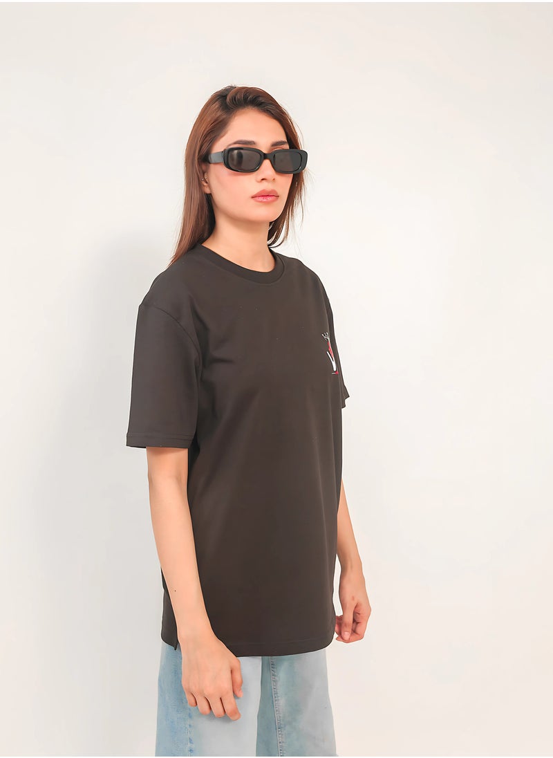 Vasl Hub - Stylish Oversized Black Graphic T-Shirt for Women – Your Highness | Vasl Hub - Image 1