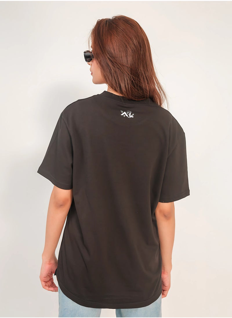 Vasl Hub - Stylish Oversized Black Graphic T-Shirt for Women – Your Highness | Vasl Hub - Image 1