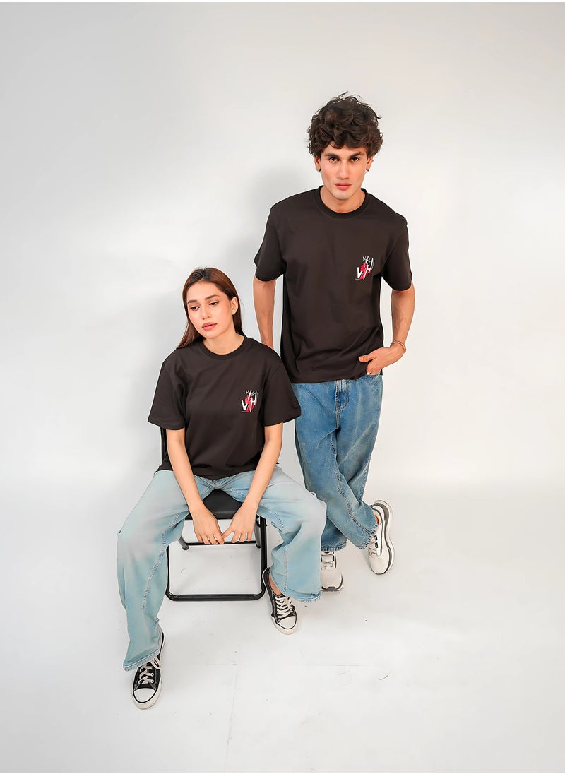 Vasl Hub - Stylish Oversized Black Graphic T-Shirt for Women – Your Highness | Vasl Hub - Image 1