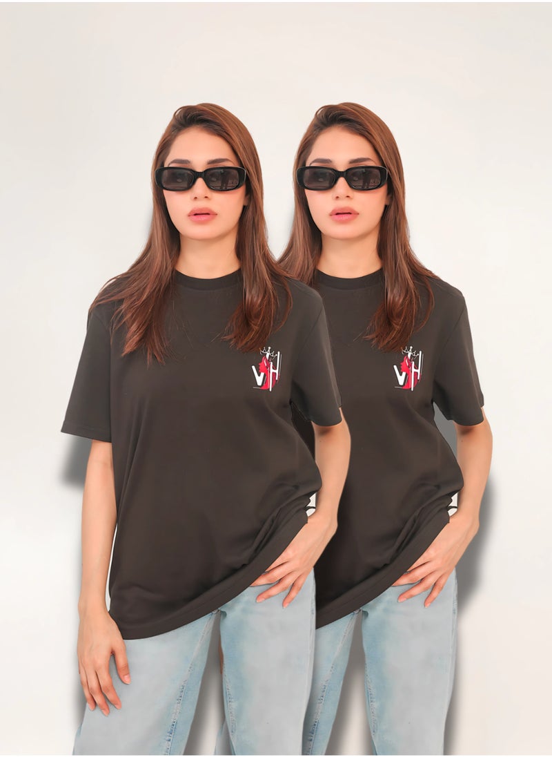 Vasl Hub - Stylish Oversized Black Graphic T-Shirt for Women – Your Highness | Vasl Hub - Image 1