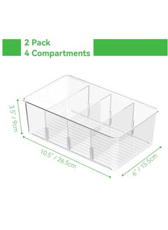 Excefore Fridge Organiser Divided, 2 Pack Snack Organiser Bins, Stackable Storage Box with Removable Divider, Clear Practical Drawer Organization Container for Kitchen Cupboard Refrigerator, BPA-Free  - Image 5