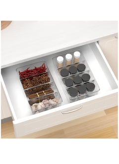 Excefore Fridge Organiser Divided, 2 Pack Snack Organiser Bins, Stackable Storage Box with Removable Divider, Clear Practical Drawer Organization Container for Kitchen Cupboard Refrigerator, BPA-Free  - Image 4