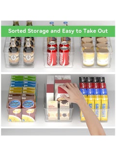Excefore Fridge Organiser Divided, 2 Pack Snack Organiser Bins, Stackable Storage Box with Removable Divider, Clear Practical Drawer Organization Container for Kitchen Cupboard Refrigerator, BPA-Free  - Image 2