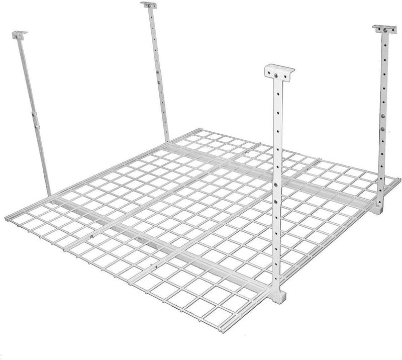 HyLoft Overhead adjustable Garage Storage Rack,Heavy Duty Steel Garage Storage System, 45-Inch x 45-Inch, White - Image 1