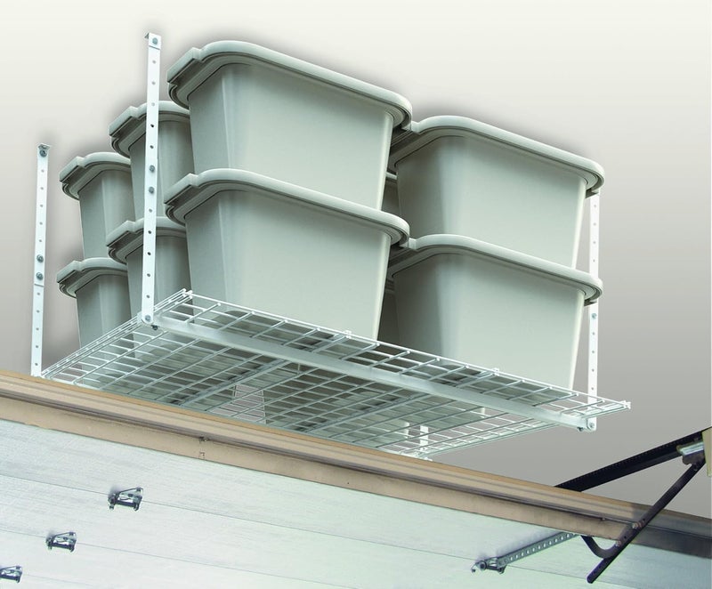 HyLoft Overhead adjustable Garage Storage Rack,Heavy Duty Steel Garage Storage System, 45-Inch x 45-Inch, White - Image 5