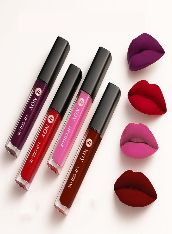 NOY Nude Lipstick Combo Soft Matte Smooth Glide Daily Tones Matte Liquid Lipstick Pack of 4 - Image 1