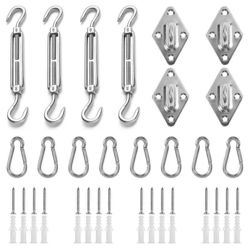 HOMPER HOMPER M6 Awning Attachment Set, Heavy Duty Sun Shade Sail Stainless Steel Hardware Kit for Garden Triangle and Square,  - Image 1