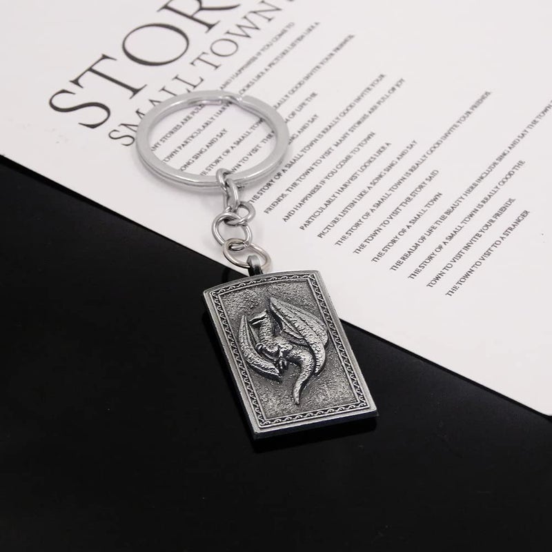 JUSTAUS Spirit Keychain, from the Elder Scrolls series. This grey metal keychain accessory is suitable for car keys and backpacks as a hanging ornament.