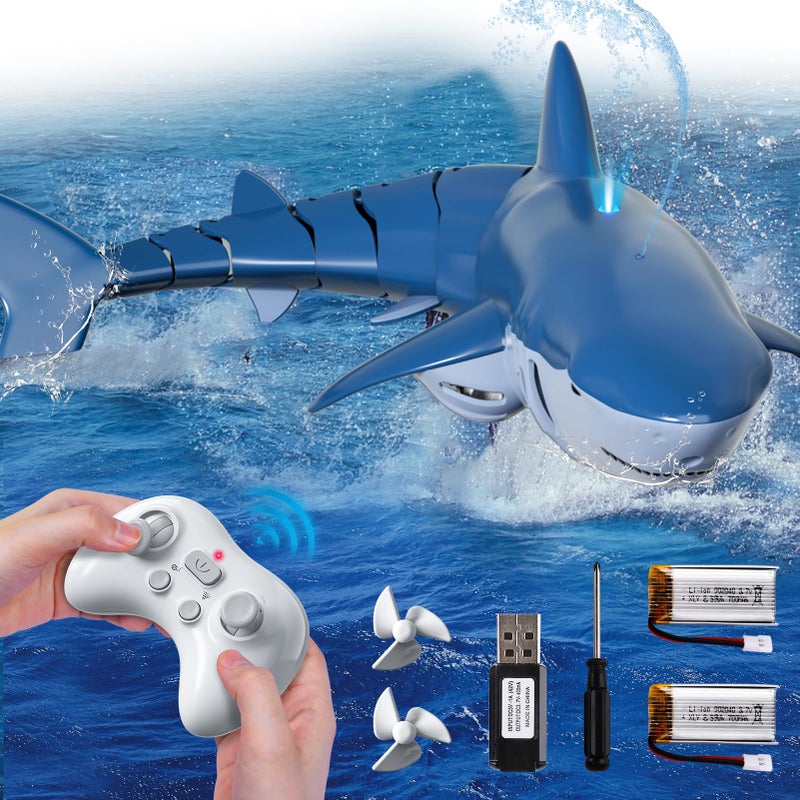 WATUDOU Remote Control Shark Toys for Boys Kids 118 Scale High Simulation Shark for Pool 24Ghz Electric RC Fish Boat Toys with Light Spray Toy Sharks Gifts for 6 7 8 9 Year olds Kid Boys Girls - Image 2