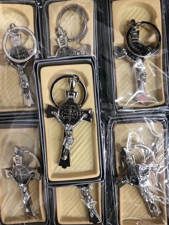 CLGIFT Set of 12 Large Italian St Benedict Cross/Rosary/Baptism Favor/Religious Gift/Cross Rosary/First Communion/bulk Cross keychain/wholesale religious favor - Image 5