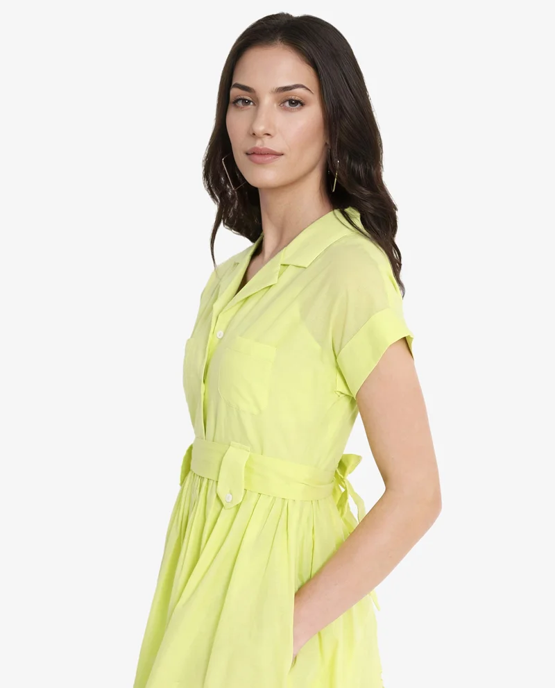 Rareism Women's Schiffli Hem Knee-Length Shirt Dress