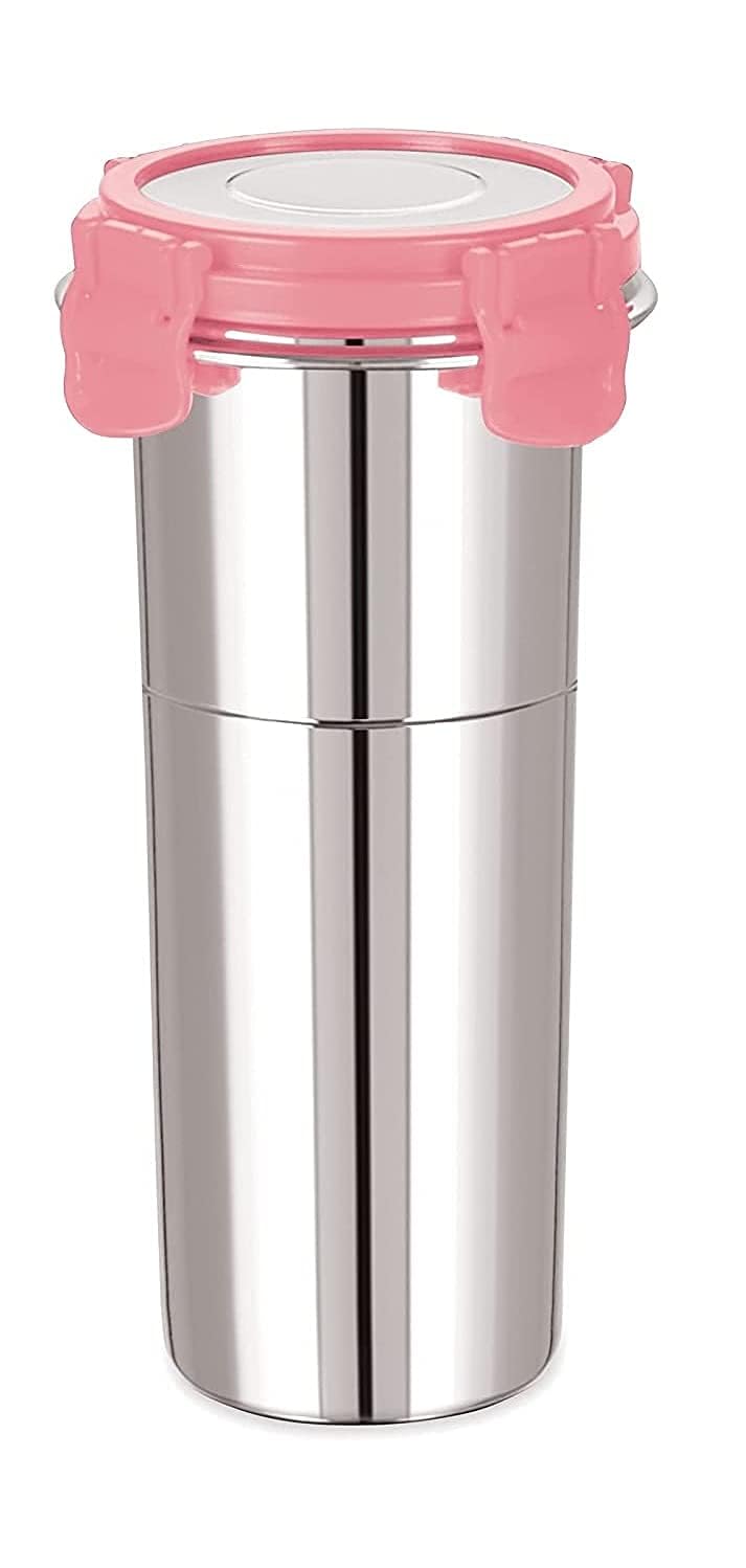 Entisia Stainless Steel Fusion Tumbler Glass - 1 Pcs Multi-Purpose Lock & Seal Leak Proof Glass Jar, Air Tight Transparent Glass Container for Milk, Juice, Buttermilk, Home, Office, Travel (600 Ml) - Image 5