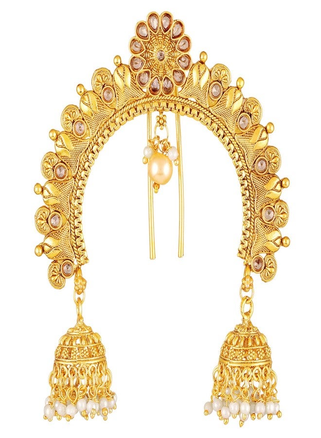 Peora Gold Plated Kundan & Beads Studded Ethnic Hair Juda Pin Jewellery for Women & Girls - Image 1