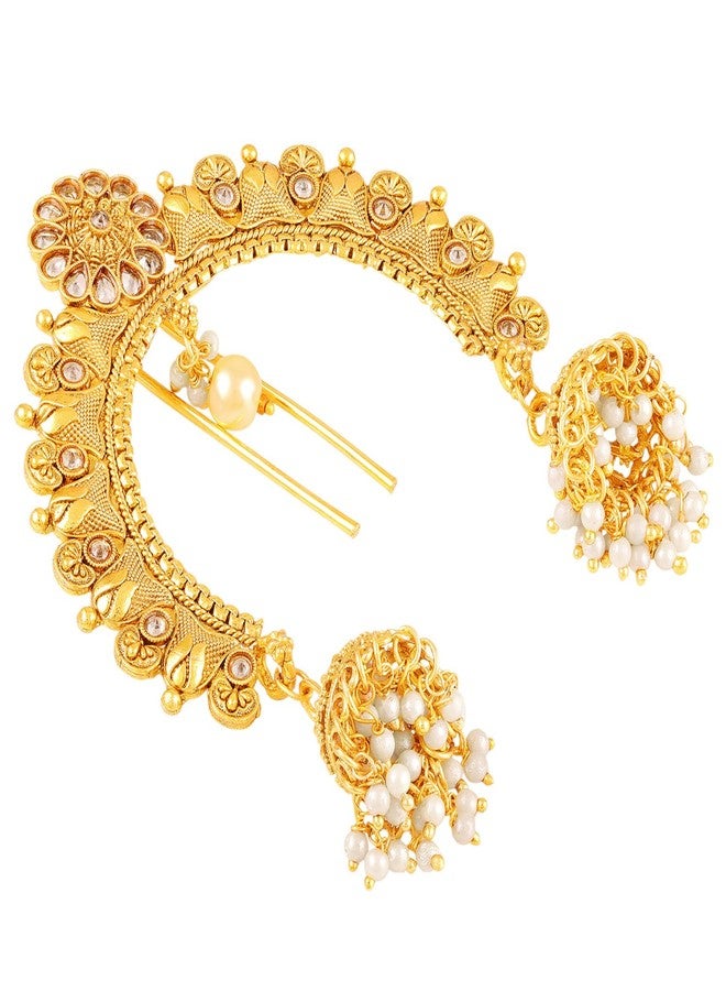 Peora Gold Plated Kundan & Beads Studded Ethnic Hair Juda Pin Jewellery for Women & Girls - Image 2