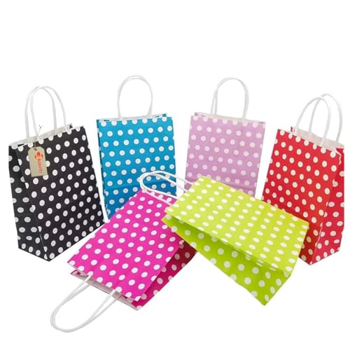 Aakriti Paper Gift Bags with Handles Polka Dot Paper Party Favor Bags for Kid’s Birthday Baby Shower Wedding Festivals Holiday Party (10 x8x3 Inch (Pack of 10), Gift Bags Polka Dot Assorted) - Image 1