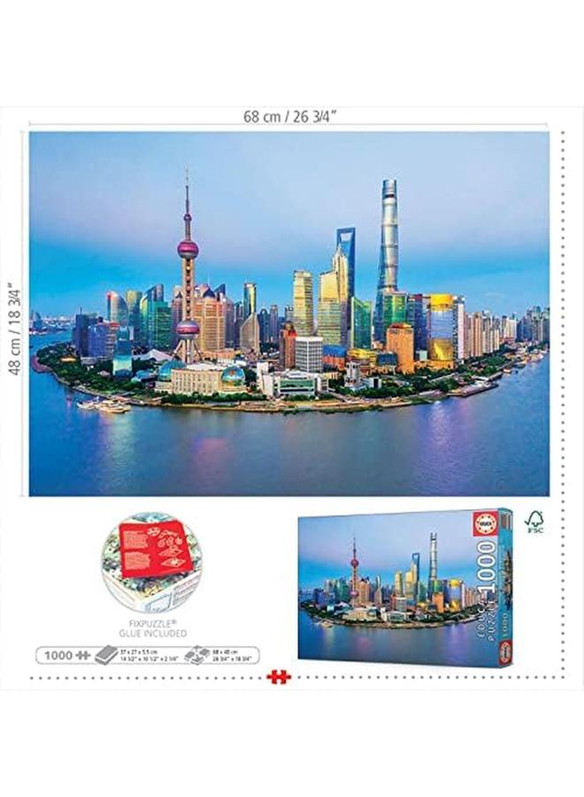 ايديوسا شنغهاي أفق عند غروب الشمس 1000 قطعة اللغز لغز الغراء وشملت الصورة الكاملة التدابير 26.8 " - Image 2