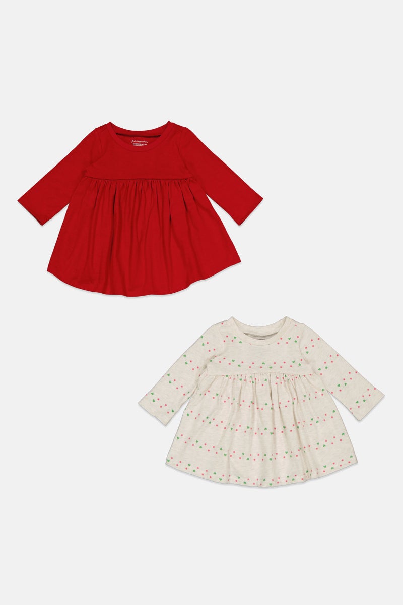 First Impressions Toddlers Gil 2 Piece Long Sleeve Dress, Red - Image 1