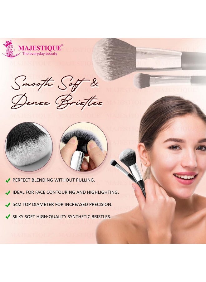 MAJESTIQUE Majestique Blush Brush and Highlighter Brush Set | Foundation Blender Brush | Powder Brush for Face | Beauty Blender Makeup Brush | All Makeup Needs - 2Pcs/Black  - Image 4