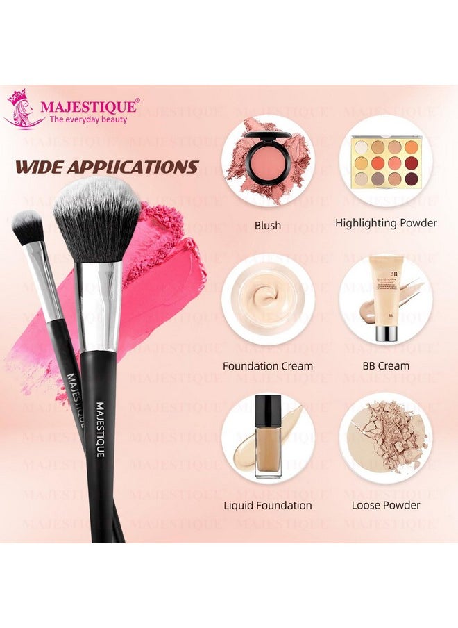 MAJESTIQUE Majestique Blush Brush and Highlighter Brush Set | Foundation Blender Brush | Powder Brush for Face | Beauty Blender Makeup Brush | All Makeup Needs - 2Pcs/Black  - Image 5