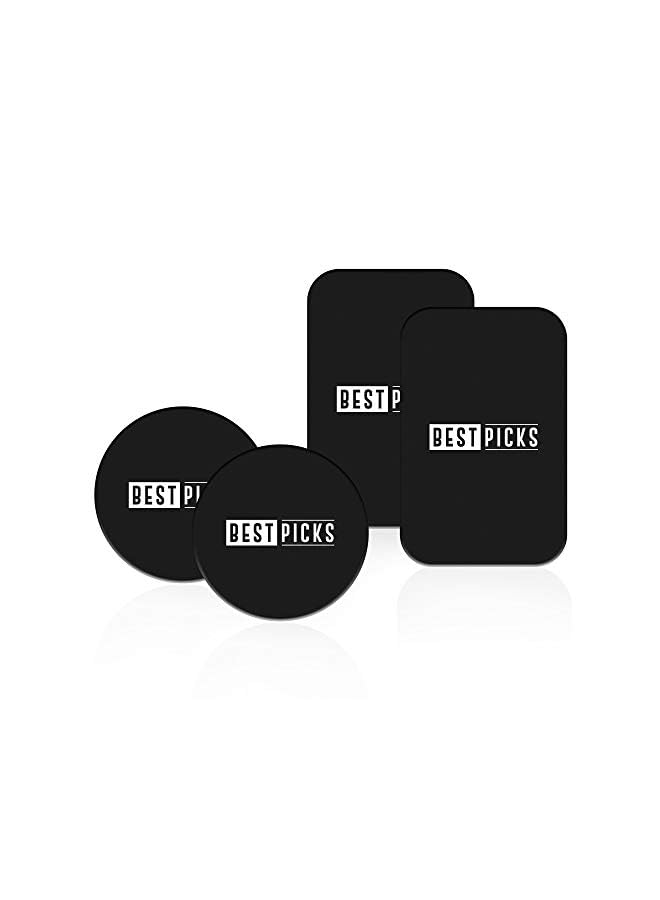 BESTPICKS Mount Metal Plate with Adhesive for MagneticCradle-less Mount - 4 Pack, 2 Rectangle and 2 Round (Compatible with Magnetic Mounts) Black - Image 2