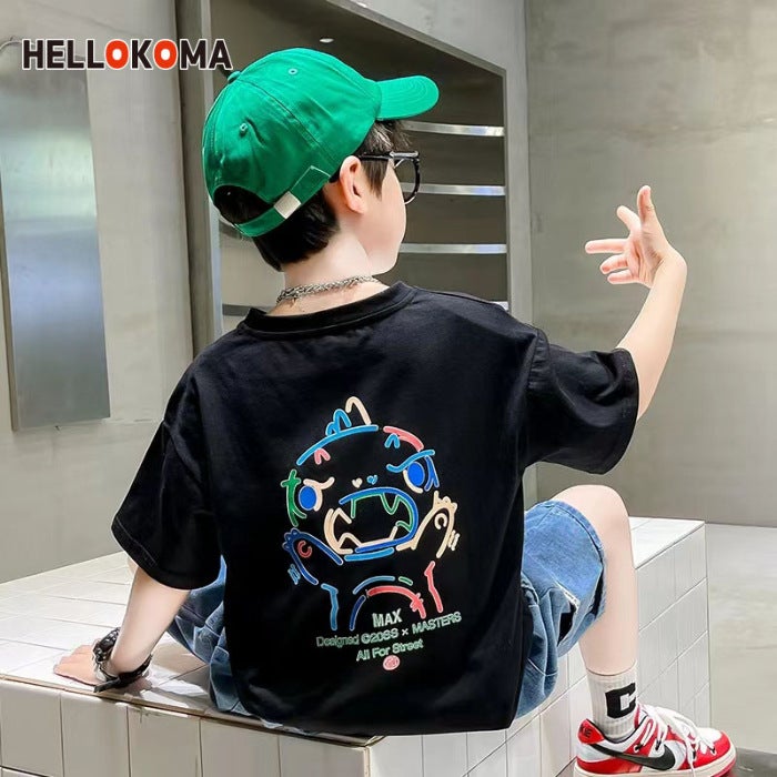 Boys' Pure Cotton Short-Sleeved T-Shirt Summer Wear 2026 New Style Kidsren'S Summer Style Boys' Sports Tops Trendy - Image 1