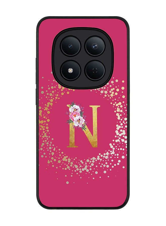 For Xiaomi Redmi Note 15 Pro 5G Case,Slim fit Camera Protection, Shockproof Thin Phone cover  - Custom Monogram Floral - N ( Deep Pink )