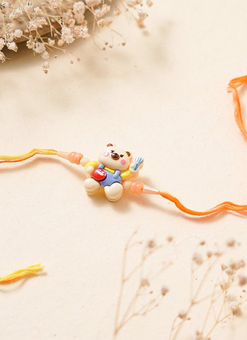 Madhoor Teddy Bear Kids Rakhi Cream Designer Raksha Bandhan Thread ,Premium Handmade ,1 Piece-37 CM - Image 3