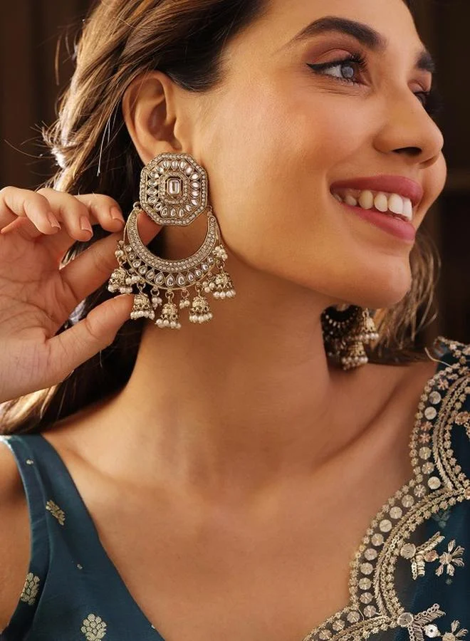 Priyaasi Elegant Women Brass Earrings with pattern and secured with Post and Back closure and styled in ideal for Ethnic moments — designed to make heads turn.