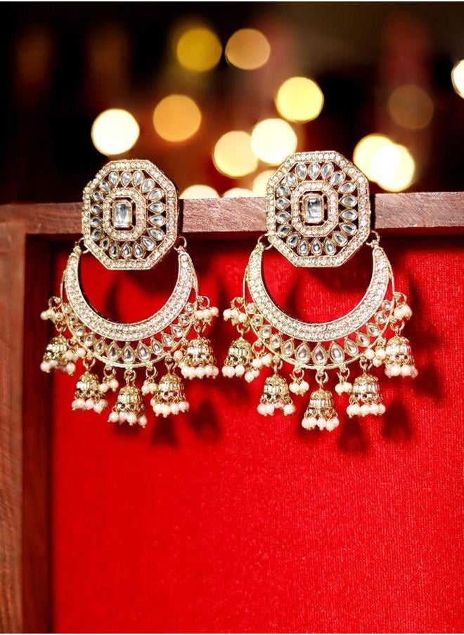 Priyaasi Elegant Women Brass Earrings with pattern and secured with Post and Back closure and styled in ideal for Ethnic moments — designed to make heads turn.  - Image 1