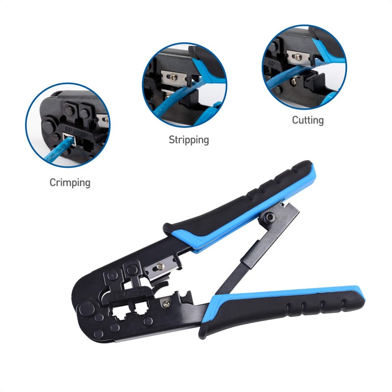 Cable Matters 7-in-1 Network Tool Kit with RJ45 Ethernet Crimping Tool, Punch Down Device, Punch Down Stand, Cable Tester, RJ45 Connectors & Boots, and Wire Strippers - Carrying Case Included - Image 4